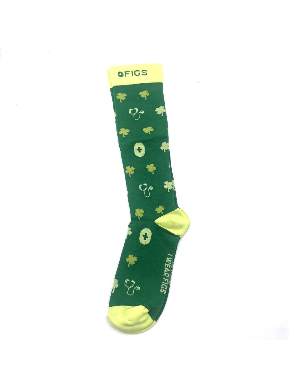 1 Pair FIGS Compression 'Clover' Green Socks Size L